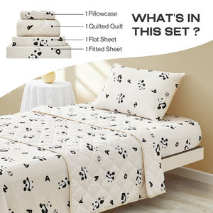 Schattige <span class=keywords><strong>Panda</strong></span> Patroon Quilt Set 4-delige Bedrukte Dieren Beddengoed Geweven 100% Polyester Voor Slaapkamer Quilts & Sets - Product Image 2