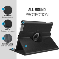 Étui pour tablette en cuir PU rotatif à 360 degrés pour iPad Pro 11 2018 2020 2021 2022 avec support arrière rigide en PC