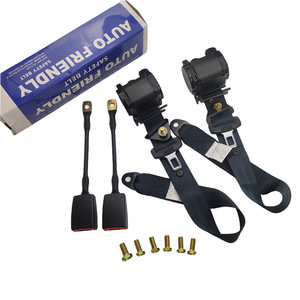 Three Point Seatbelt Adjustable Retractable Safety <b>Harness</b> For Car Van Go Kart <b>Black</b> 2 Pack - Product Image 5