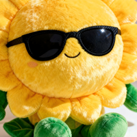 Peluche courte et douce, lunettes de soleil tendance, peluche tournesol, jouet en peluche mignon, poupée en peluche, pendentif en peluche doux pour cadeau, vente en gros