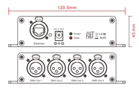 Contrôleur LED RGB DMX512 Ws2811 Ws2812, convertisseur de nœud ArtNet, 4 ports, éclairage de scène avec câble Cat5, charge de 200 W, 512 canaux