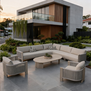 Sofá de Cuerda para Exteriores de Teca, <span class=keywords><strong>Muebles</strong></span> de Exterior para Hotel, Villa, Patio, Jardín, Terraza y Espacios de Vida al Aire Libre - Product Image 1