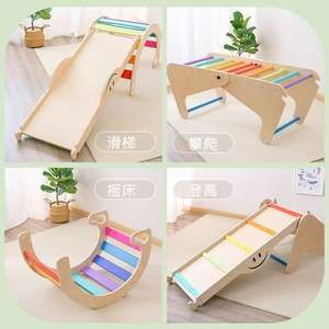 Estructura de Escalada de Madera Multifuncional para Niños con Tobogán, Estructura de Escalada Montessori para Bebés - Product Image 3