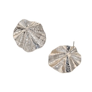 Jingciren Boutique Korean style ins heavy <b>industry</b> texture silver lotus leaf <b>earrings</b> Korea fashion simple <b>earrings</b> ear jewelry - Product Image 5