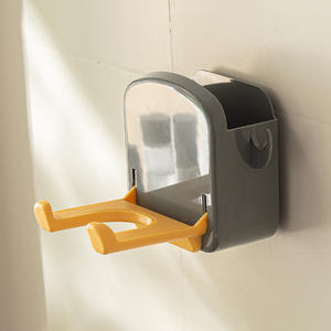 Support mural élégant pour sèche-cheveux, blanc, rectangulaire, pour rangement d'angle, durable, sans perçage, pour salle de bain - Product Image 3