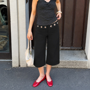 Street Casual Style Grommet Cut Out Low Waist Wide Leg <b>Pants</b> Fashion Relaxed Versatile Straight Cropped Trousers for Women - Product Image 2