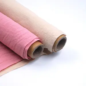 Toptan fabrika dokuma yıkanmış 95gsm kırışık bambu organik % 100% saf pamuk giysi kumaşı
