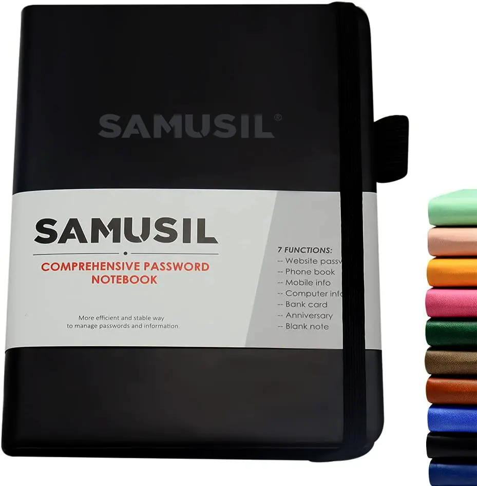 Samusil Pu Hardcover Packet Password Organizer Notebook Internet Address and Password Keeper Book with Alphabetical Tabs