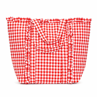 Sac fourre-tout à volants en gingham grande capacité, sac à bandoulière à carreaux, sac de plage réutilisable, sac à main décontracté pour femme, sac de transport quotidien