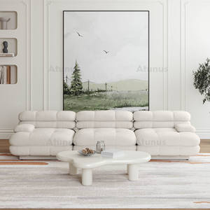 Sofá Seccional Modular ATUNUS de 3 Plazas en Terciopelo Boucle Teddy Color Beige, Estilo Nórdico Minimalista para Sala de Estar, Exhibido en la Feria del Mueble de Milán - Product Image 6