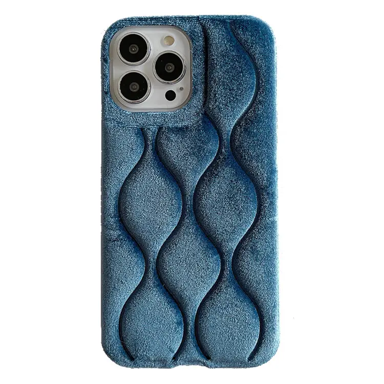 Ins style Warm Wave Fabric Plush Case For iPhone 15 Pro Max 13 11 12 14 Plus Winter Skin Friendly Fibre Phone Cover