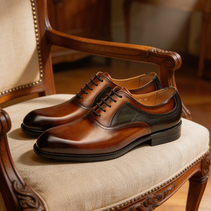 Nouvel arrivage transfrontalier quatre saisons, chaussures en cuir formelles minimalistes britanniques pour hommes, grandes tailles, à lacets, décontractées et élégantes - Product Image 1