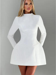 Abiti da Donna Chic Personalizzati 2025, Vestito Corto a Maniche Lunghe con Schiena Scoperta, <span class=keywords><strong>Abito</strong></span> Estivo Elegante a Trapezio, Aderente e Sexy da Discoteca e da Festa - Product Image 2