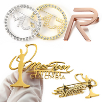 Broches de mode découpées au laser avec logo, broches de luxe pour femmes, plaquées or, en acier inoxydable, avec strass, pour cadeaux et accessoires