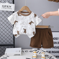 Nouvel ensemble d'été 2026 pour enfants : T-shirt dinosaure imprimé et short en coton pour garçons, tenue d'été