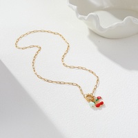 Collier à breloques en acier inoxydable NIMAI plaqué or 18 carats PVD, étanche, avec pendentifs cerise, ananas et fraise