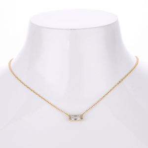 สร้อยคอเงินแท้ S925 ประดับพลอยประจำเดือนเกิด ชุบทอง 18K พร้อมจี้ทรงสี่เหลี่ยมประดับเพชร CZ กันน้ำ เครื่องประดับคุณภาพสำหรับผู้หญิง ยี่ห้อ SPJ รุ่นยอดนิยม - Product Image 4