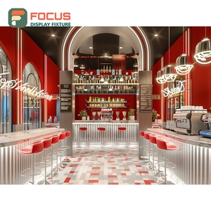 Mostrador de Servicio para Cafetería de Alta Capacidad con Acabado en Madera Mate, Área de Exhibición de Bolsas de Café, Mostrador Comercial para Cafetería - Product Image 2