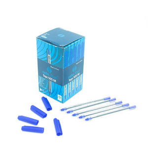 Vendita calda 1.0mm punta proiettile a base di olio blu nero rosso resistente inserto in plastica trasparente semplice penna a sfera - Product Image 6