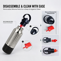 Nouvelle conception, bouteille d'eau sportive isolée de 500 ml, en acier inoxydable, à double paroi, thermos, bouteille anti-fuite avec poignée de transport