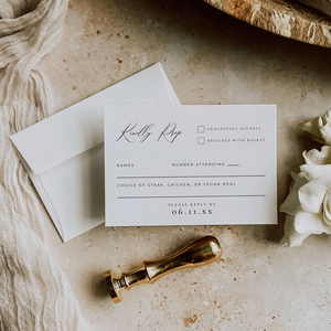 Elegante traditionelle Hochzeit RSVP-Karte Offset Gedruckte Skript-Einladungs-Antwort karte mit benutzer definierten Informationen mit Umschlag - Product Image 4