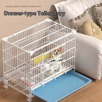 Chenil superposable pour animaux de compagnie Chien Villa Cage de transport en fil de fer Fermeture à bouton Boîte de protection solide à roulettes pour cage intérieure pour petit chien