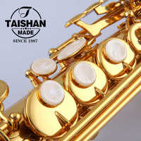 Taishan Brand Wholesale Chinese Bb Soprano Saxophone with Brass Head Gold Lacquer Finish Performance Ready Includes Case