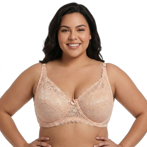 Reggiseno Minimizer con Copertura Totale e Ferretto, Imbottitura Sottile, Pizzo Floreale, Supporto per Comfort Tutto il Giorno, Taglie Forti, Vendita all'Ingrosso dalla Fabbrica - Product Image 1