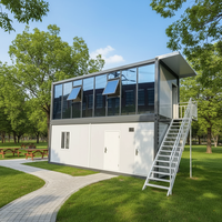 Maison Conteneur Modulaire Préfabriquée Contemporaine Anti-Ouragan avec 3 Chambres, Extensible, Détachable, Salle de Sport, Sous-sol et Escalier
