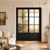 Porte coulissante en verre pour cloison intérieure, cadre fin moderne de luxe, isolation acoustique, alliage d'aluminium pour chambre à coucher