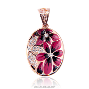 18k Rose Gold OEM Jewelry Enamel Pendant 925 Silver Pendant Necklace for Women and Girls - Product Image 1