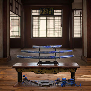 98cm/77cm/42cm 3ピースセットカタナ装飾ブルーブラシ玩具剣コレクションギフト用 - Product Image 4
