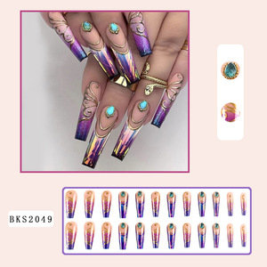 <span class=keywords><strong>Faux</strong></span> <span class=keywords><strong>Ongles</strong></span> de Luxe à Pression Effet <span class=keywords><strong>Gel</strong></span> Glacé Dégradé Floral Violet 24 Pièces Vente en Gros Réutilisables pour Fêtes Autocollants pour <span class=keywords><strong>Ongles</strong></span> - Product Image 6