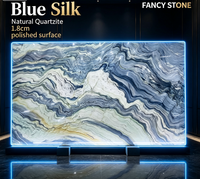 Dalle de pierre en quartz bleu soyeux FANCY STONE, 1,8 cm, finition polie pour une texture lisse et fine, durable et facile à entretenir