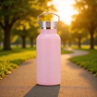 Bouteille d'eau en acier inoxydable écologique isolée en argent rose de 500ml, flacon thermos personnalisé étanche pour une consommation quotidienne