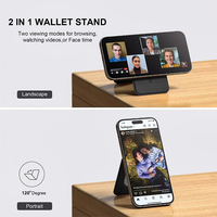Portefeuille d'affaires en cuir PU magnétique, support flexible pour téléphone portable et carte de crédit, utilisation sur bureau