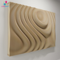 Décoration de salon, art mural en bois découpé au laser, grand art mural en bois gravé, art mural paramétrique en bois