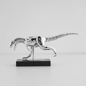 Figura de Dinosaurio de Resina Mecánica Lista para Enviar, Tiranosaurio Rex Cromado Plateado, Adorno de Escritorio, Regalo Geek - Product Image 1