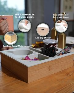 Bandeja Impermeable de Bambú para Sofá con Soporte Giratorio para Teléfono, para Cocina y Baño, Organizador de Bebidas, Aperitivos y Control Remoto - Product Image 5