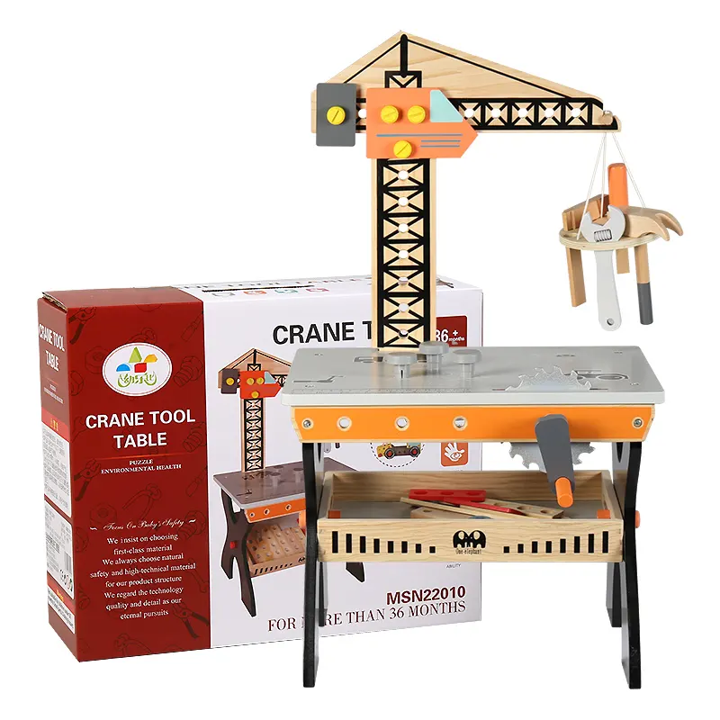 Grande table d'outils de grue en bois pour faire semblant de jouer, jouets éducatifs pour garçons et filles, jouets de grue