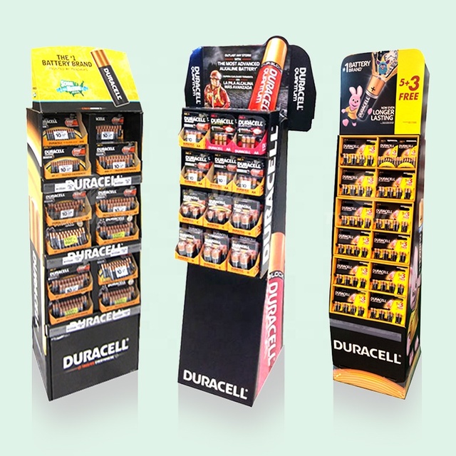 Custom Corrugated Car Battery Display Stand, Retail Cardboard Battery Display