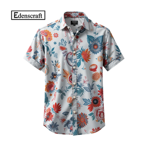 Chemises à manches courtes boutonnées pour hommes, personnalisées en gros, imprimées, OEM ODM, usine du Bangladesh, polyester/coton, marque privée, flexibles, bas prix - Product Image 4