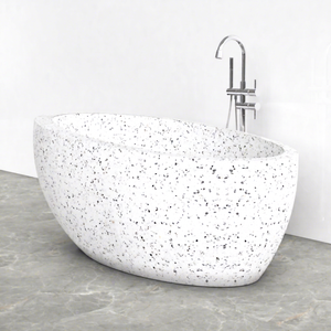 RICO GLOBAL Oval Acrylic Freestanding Spa Bathtub Minimalist Design Soaking Tub for Bathroom - Product Image 1