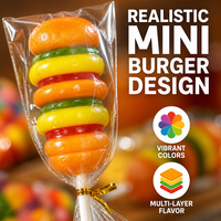 Sucette gélifiée halal en forme de hamburger, sucette amusante aux saveurs de fruits, bonbons personnalisés avec logo pour fêtes d'enfants
