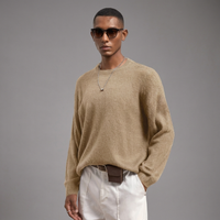 Pull en mohair pour homme, tricoté, ODM, respirant, uni, personnalisé, manches longues, pour l'automne et l'hiver