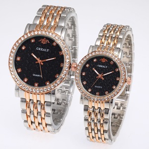 Amantes de la moda caliente relojes hombres y mujeres Casual correa de acero inoxidable cuarzo cristal diamante reloj de pulsera pareja reloj regalos - Product Image 6
