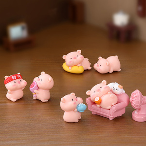 6 Estilos de Figuras de Animales 3D de Dibujos Animados, Adornos Lindos, Mini Cerditos de Plástico para Decoración de Jardín, Hogar, Bonsái, Regalos - Product Image 4