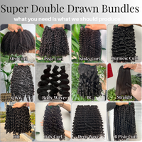 Paquetes de Cabello Humano Indio Virgen Súper Doble Trama, Sin Procesar, 12A, Rizado Kinky, 3 Paquetes, Doble Trama, Color Natural