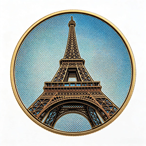 Pièce de monnaie souveneur ronde personnalisée avec impression UV, Tour Eiffel, monument de <span class=keywords><strong>Paris</strong></span>, 1 <span class=keywords><strong>oz</strong></span> de cuivre pur, cadeau de voyage, OEM ODM disponible - Product Image 1