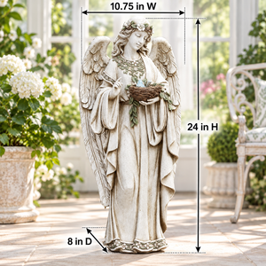 Statue <span class=keywords><strong>d</strong></span>'<span class=keywords><strong>ange</strong></span> de jardin en résine tenant un <span class=keywords><strong>nid</strong></span> <span class=keywords><strong>d</strong></span>'oiseau, figurine <span class=keywords><strong>d</strong></span>'<span class=keywords><strong>ange</strong></span> peinte à la main aspect pierre, <span class=keywords><strong>d</strong></span>écoration commémorative extérieure résistante aux intempéries pour porche - Product Image 2
